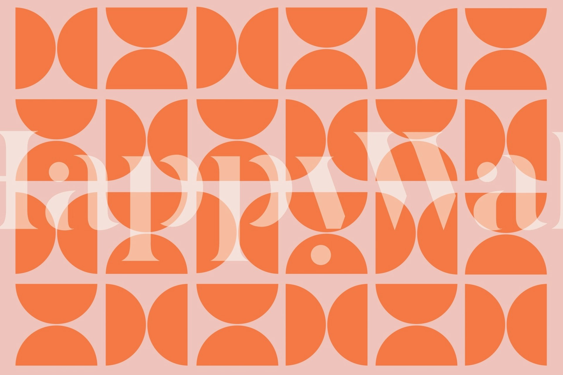 Orange Pink Bauhaus wallpaper in a modern room