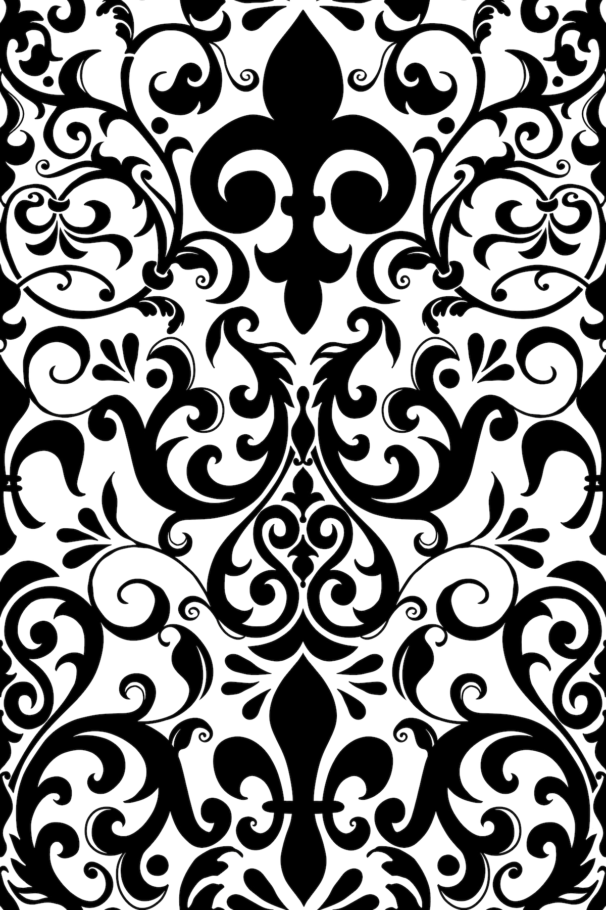 Fleur de Lis Damask French Linen Black White wallpaper - Free shipping ...