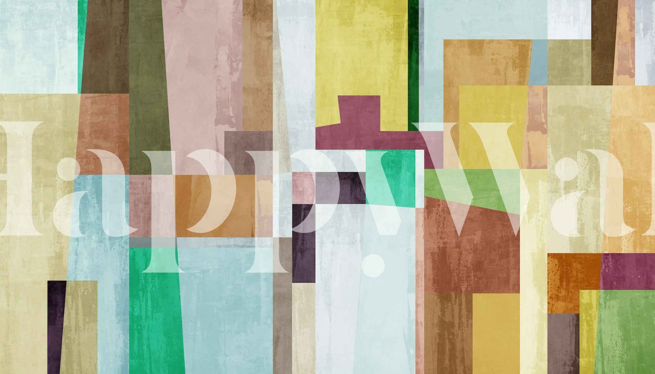 Fotomural de patrón geométrico abstracto con tonos tierra y rectángulos pastel