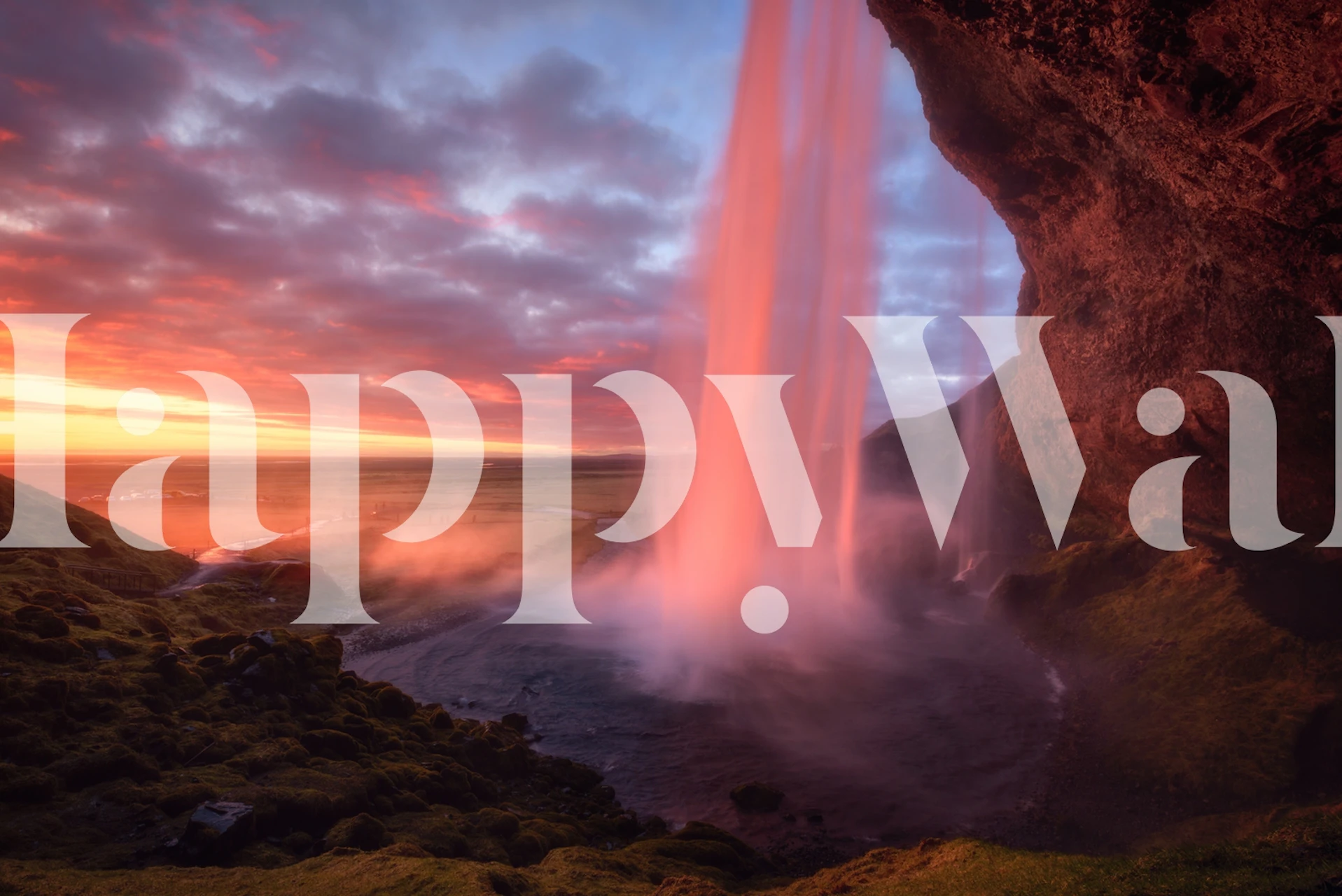 Un mural en cascada con los colores del atardecer, llamado The Burning Falls