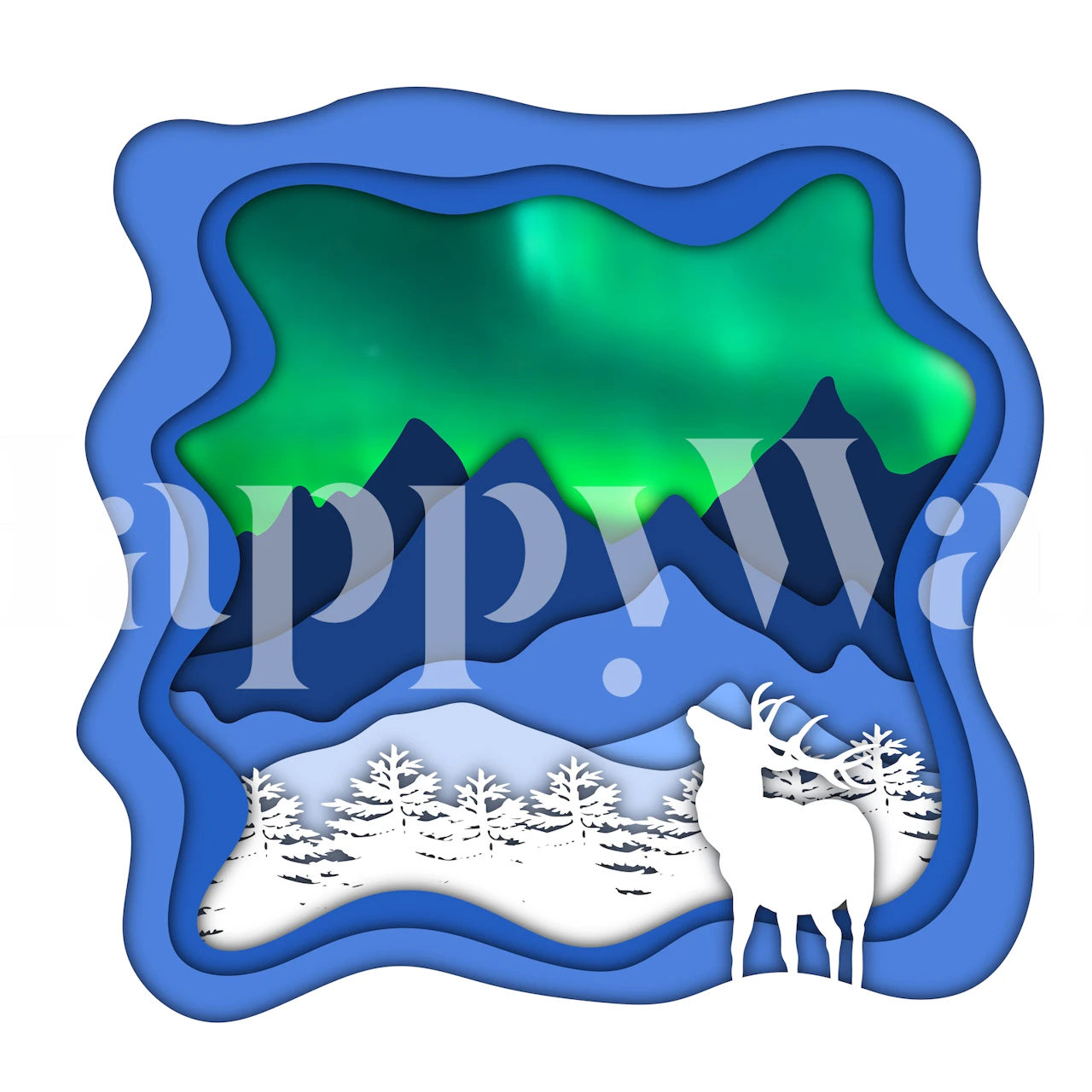 Northern Lights Paper Cut wallpaper in a room