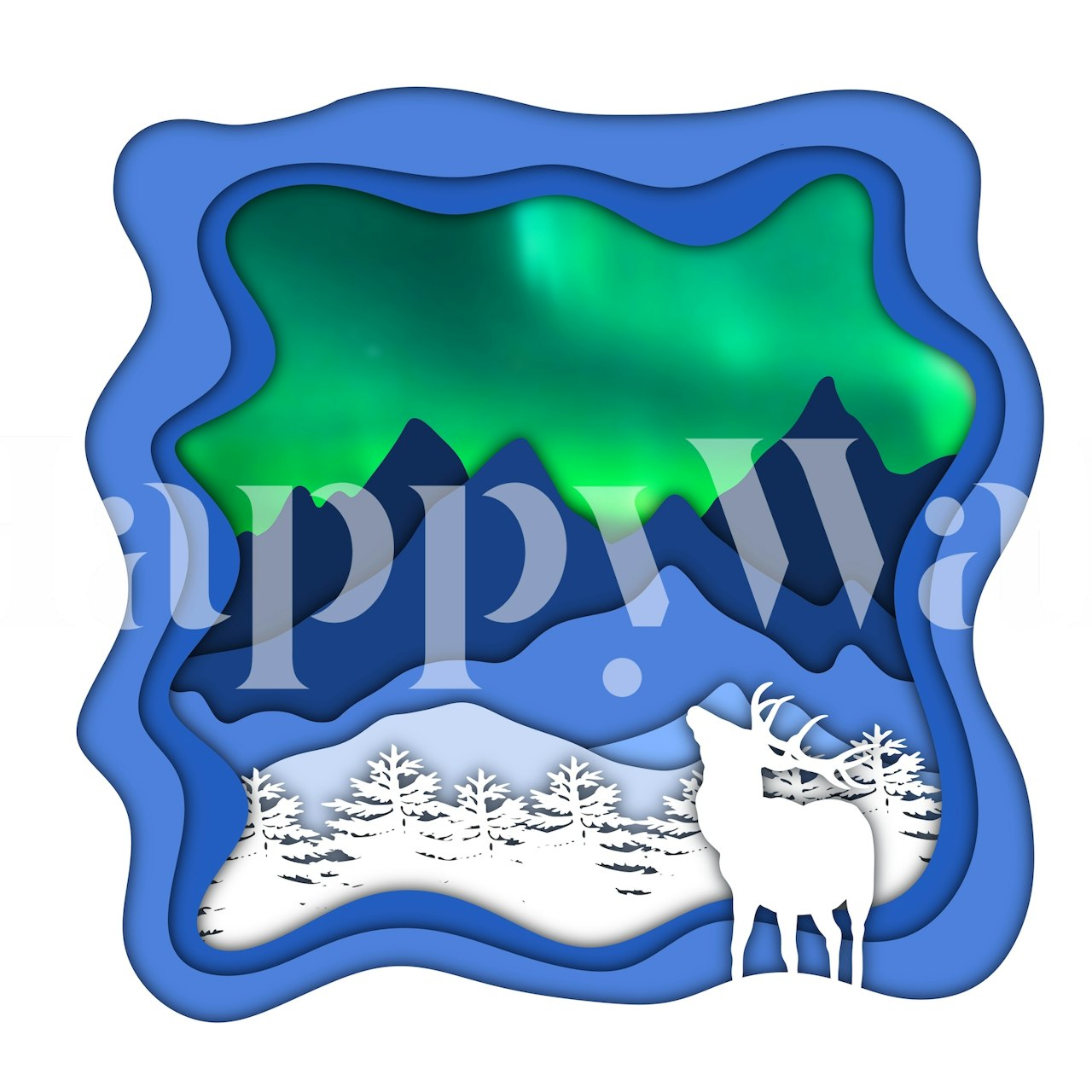 Northern Lights Paper Cut wallpaper in a room