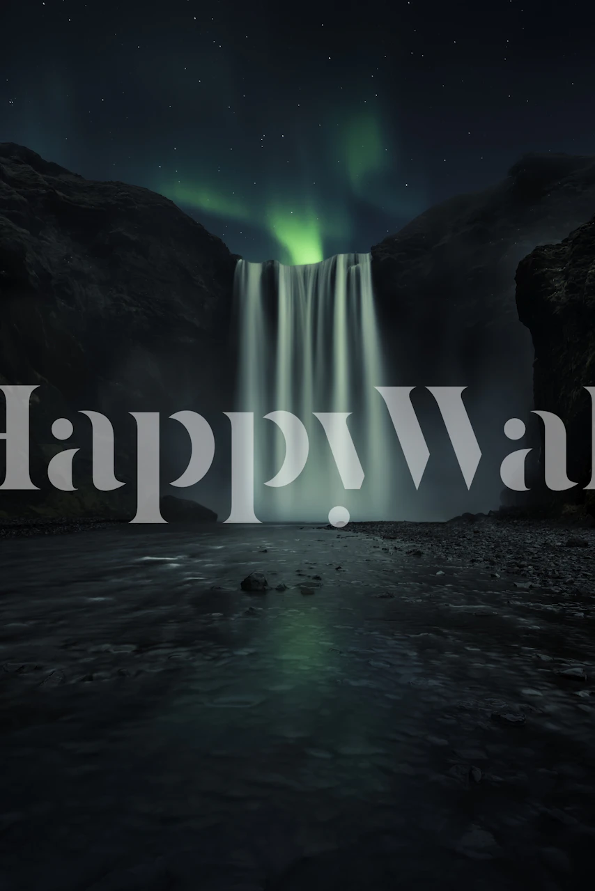 Green night wallpaper displayed in a room