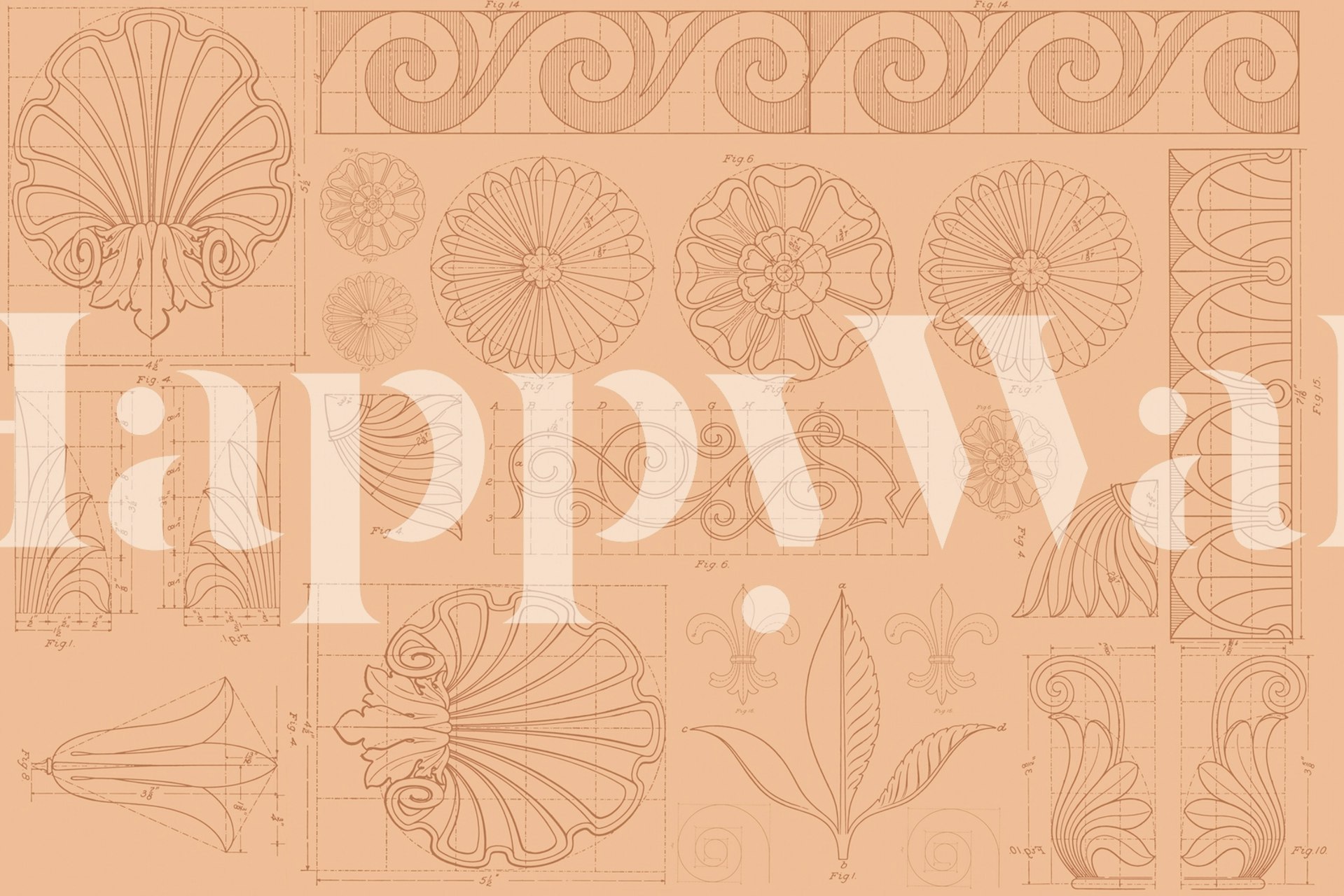 Vintage Architecture Ornaments wallpaper in a room