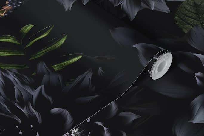 Black Mysterious Gothic Flower Night Gardenwallpaper roll
