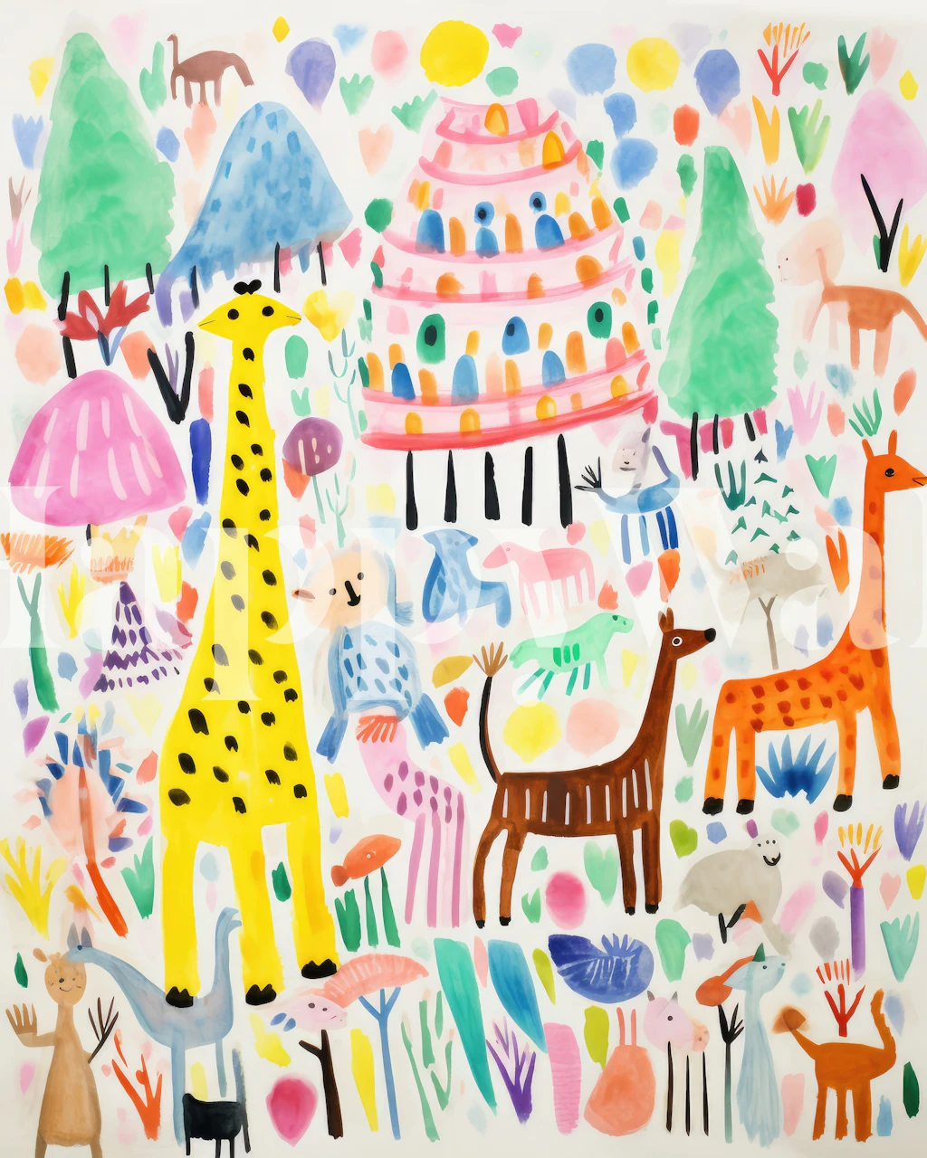 Zoo Party - Imaginary Friends wallpaper in a room
