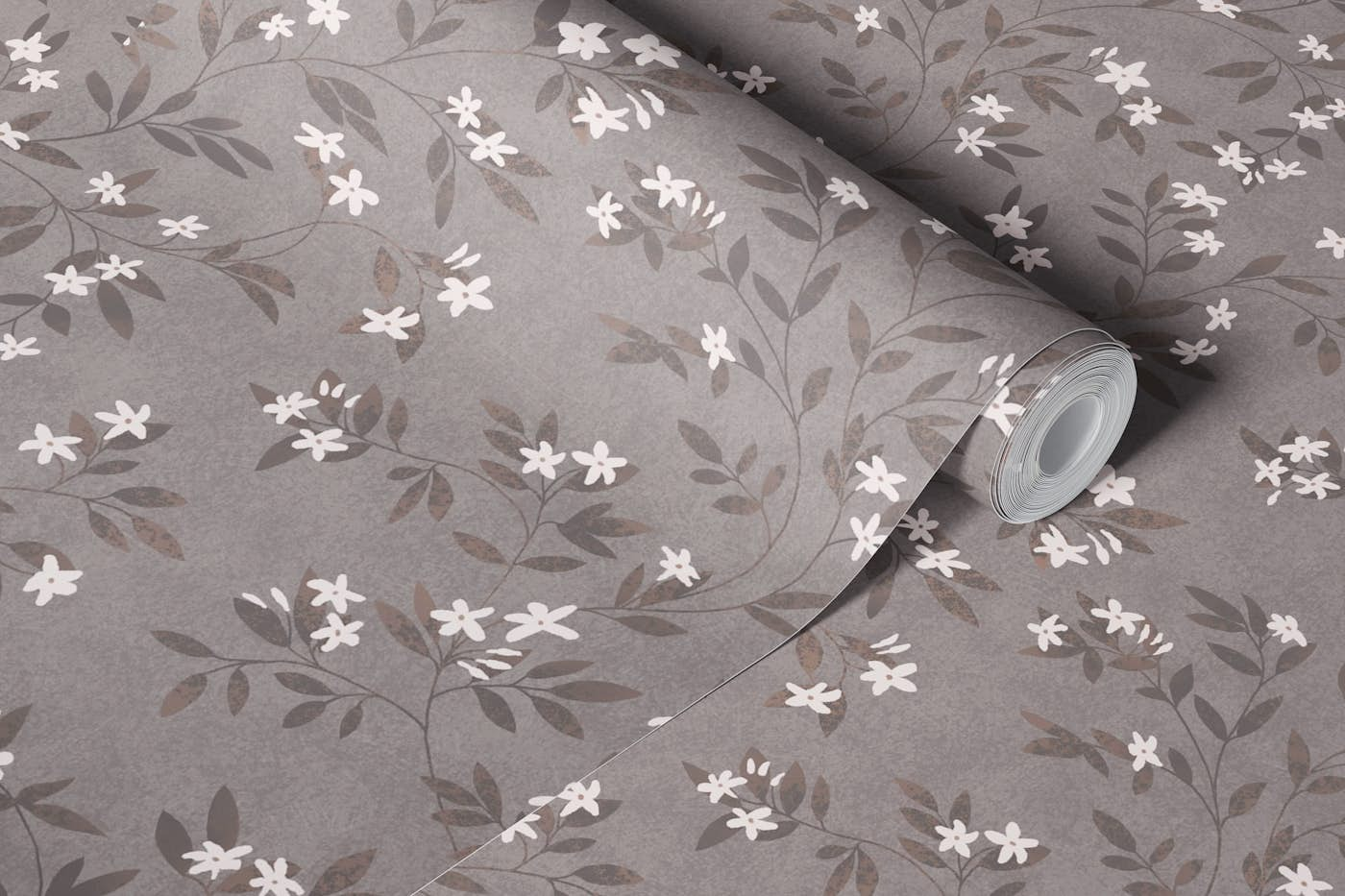 Jasmine - taupe wallpaper roll