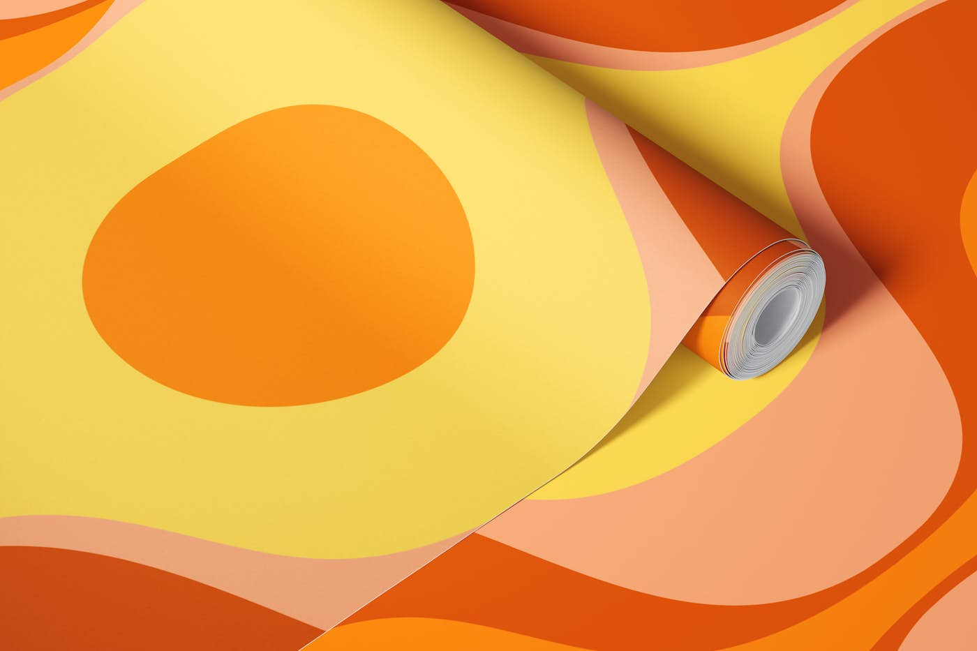 Yellow Retro 70s Groovy Geometry wallpaper roll