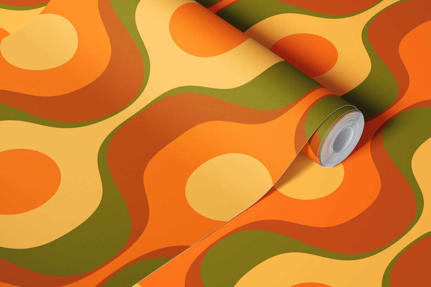 Vivid Retro Curvy Flow Pattern wallpaper roll