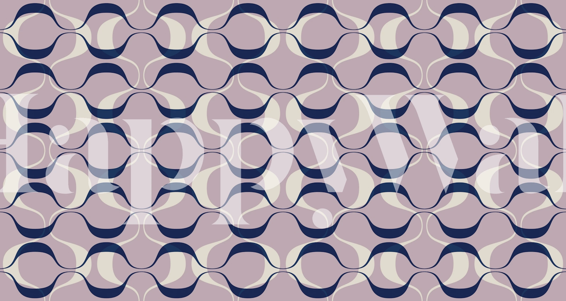 Retro Abstract Geo Wave Pattern behang in een kamer
