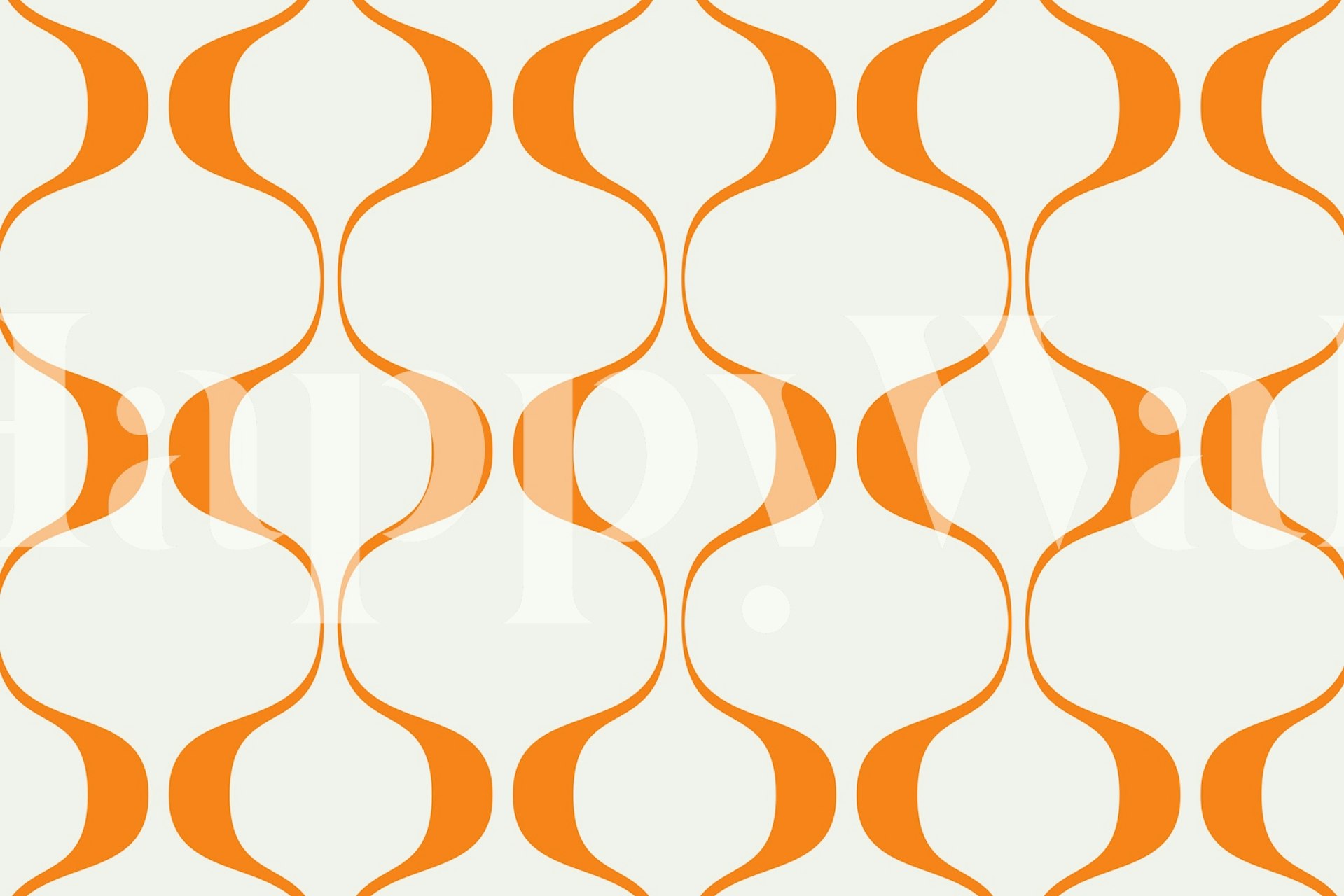 Orange Retro Abstract Geo Waves wallpaper in a room