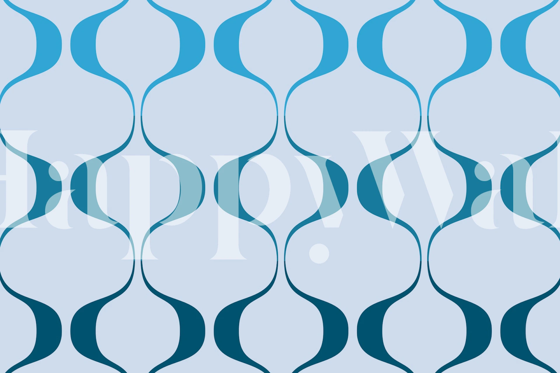 Fresh Retro Abstract Geo Waves Wall Mural with calm blue tones and geometric wave patterns.