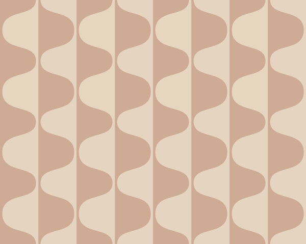 Creme Retro Abstract Geo Waves