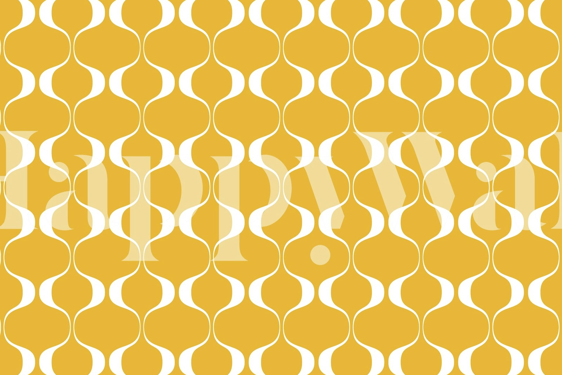 Mustard retro geometric waves pattern wallpaper