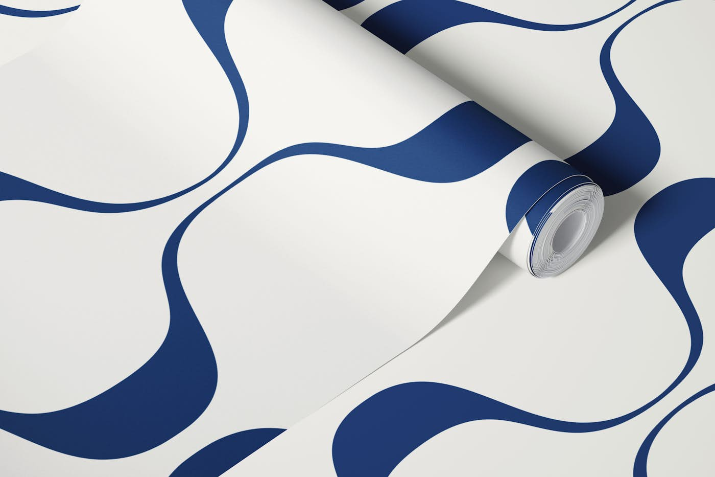 Navy Retro Abstract Geo Waves wallpaper roll