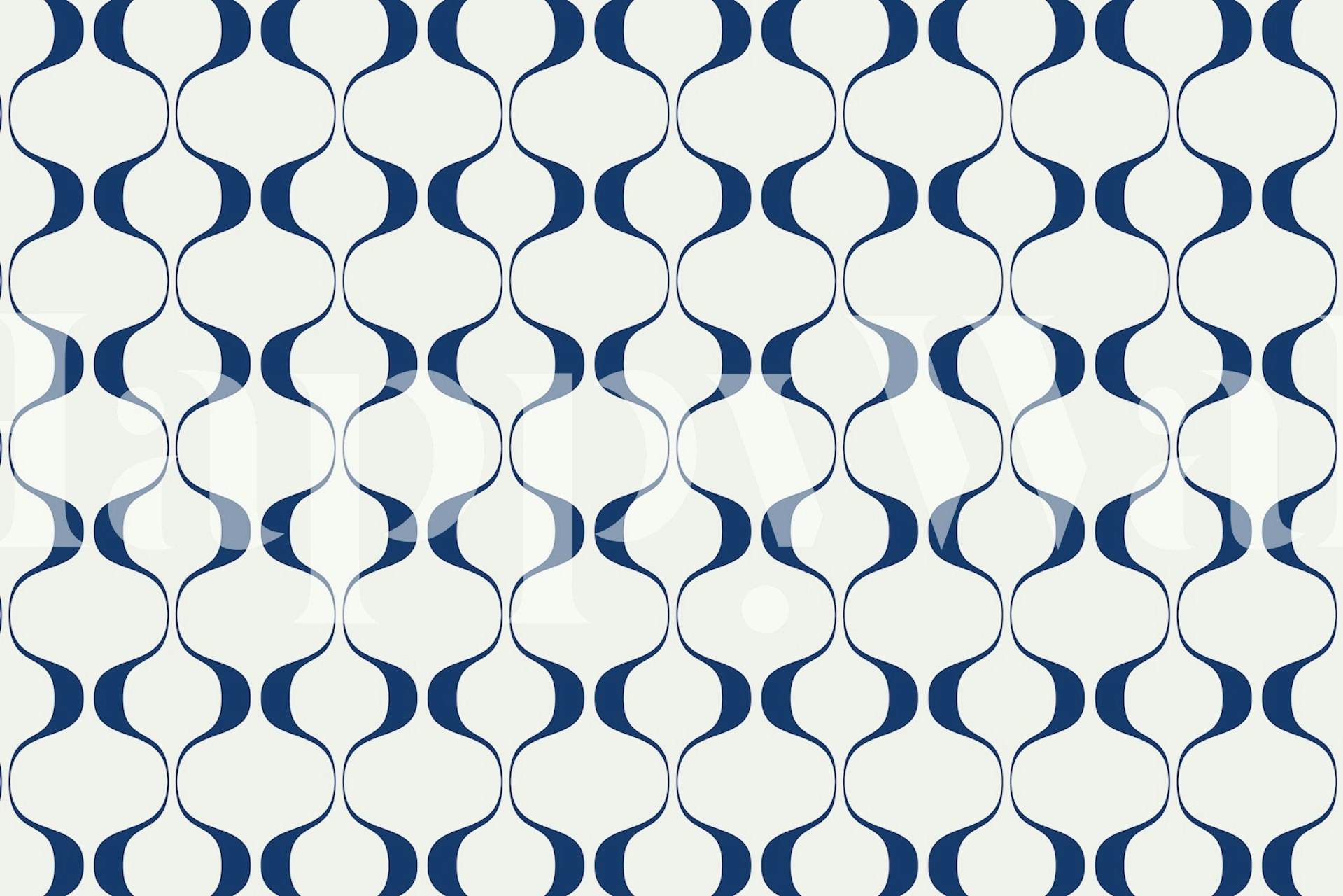 Navy Retro Abstract Geo Waves wallpaper in a room