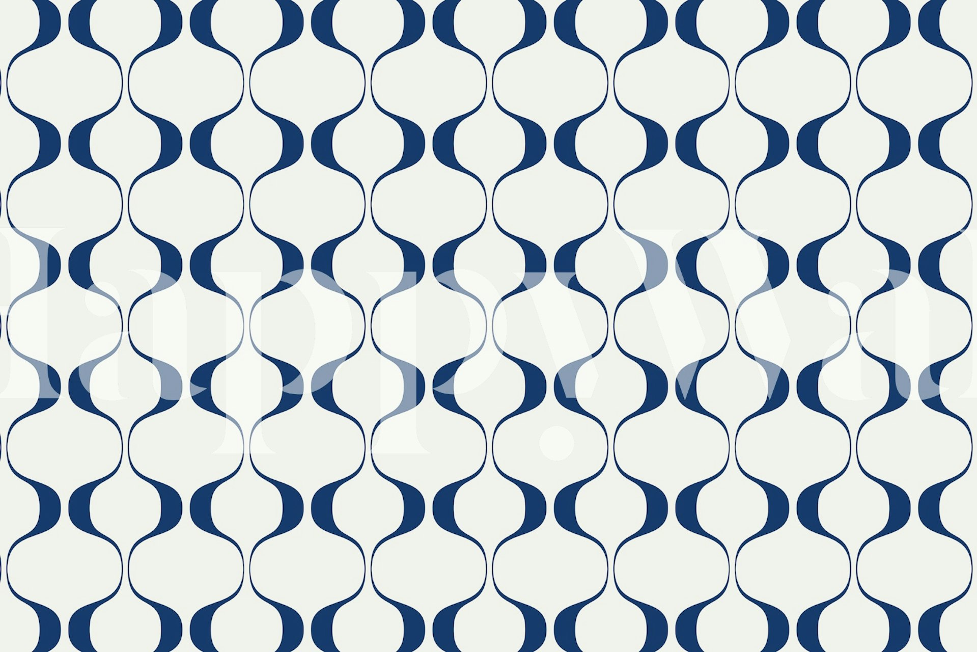 Navy Retro Abstract Geo Waves Tapete in einem Raum