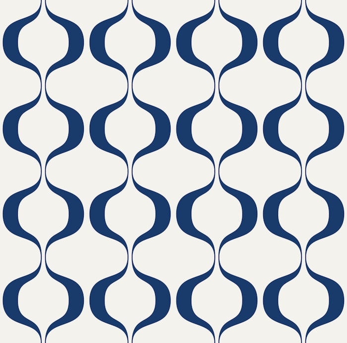 Navy Retro Abstract Geo Waves