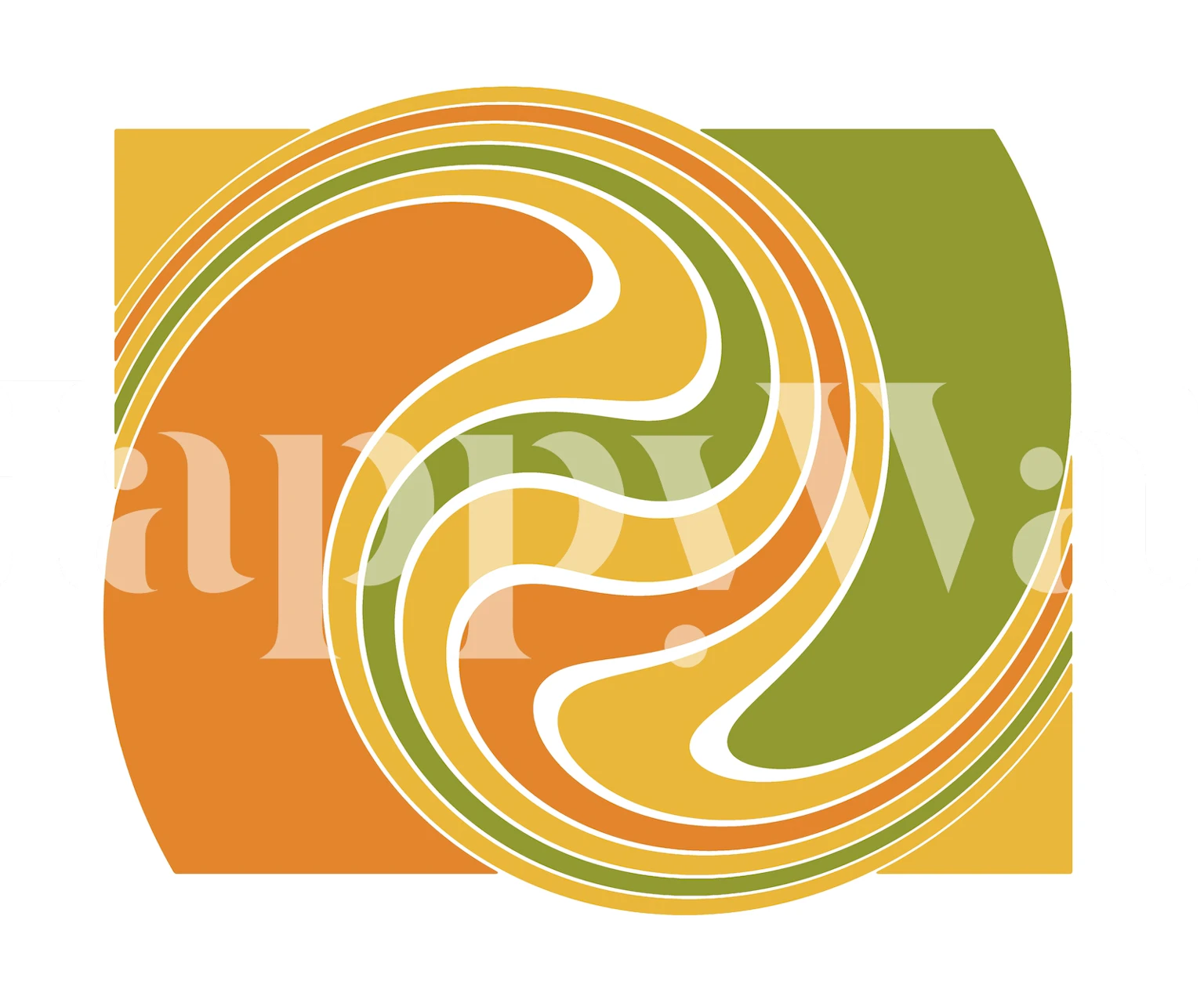 Funky Retro Geo Wave Swirl wallpaper in a room