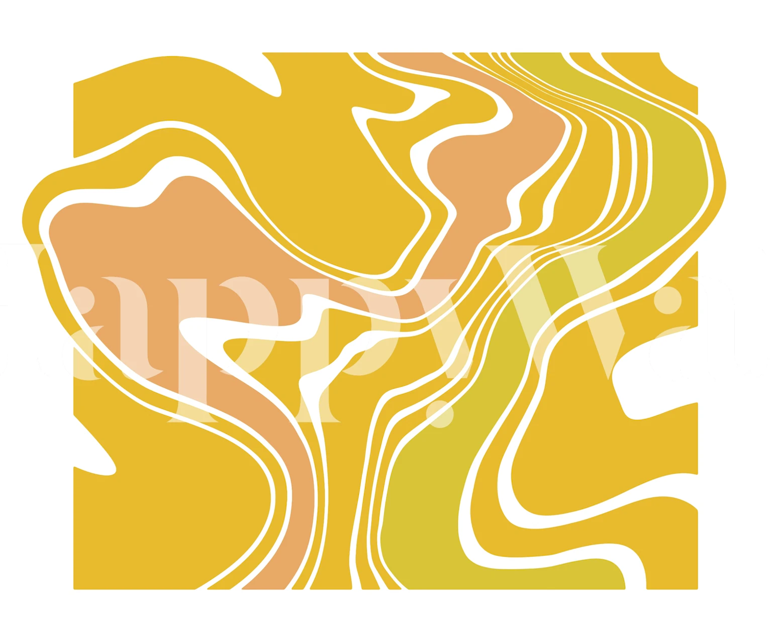 Yellow Retro Topography Map wallpaper in a room