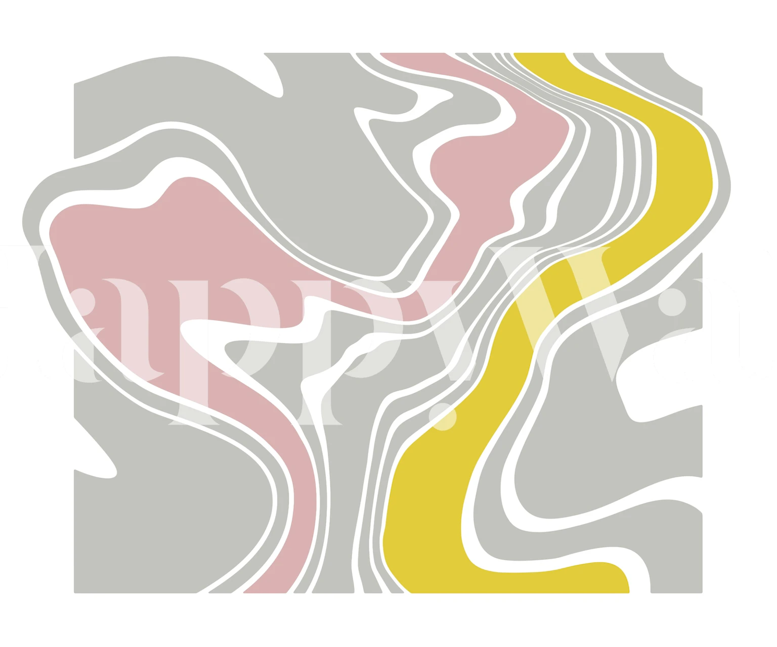 tapeta Grey Retro Topography Map w pokoju