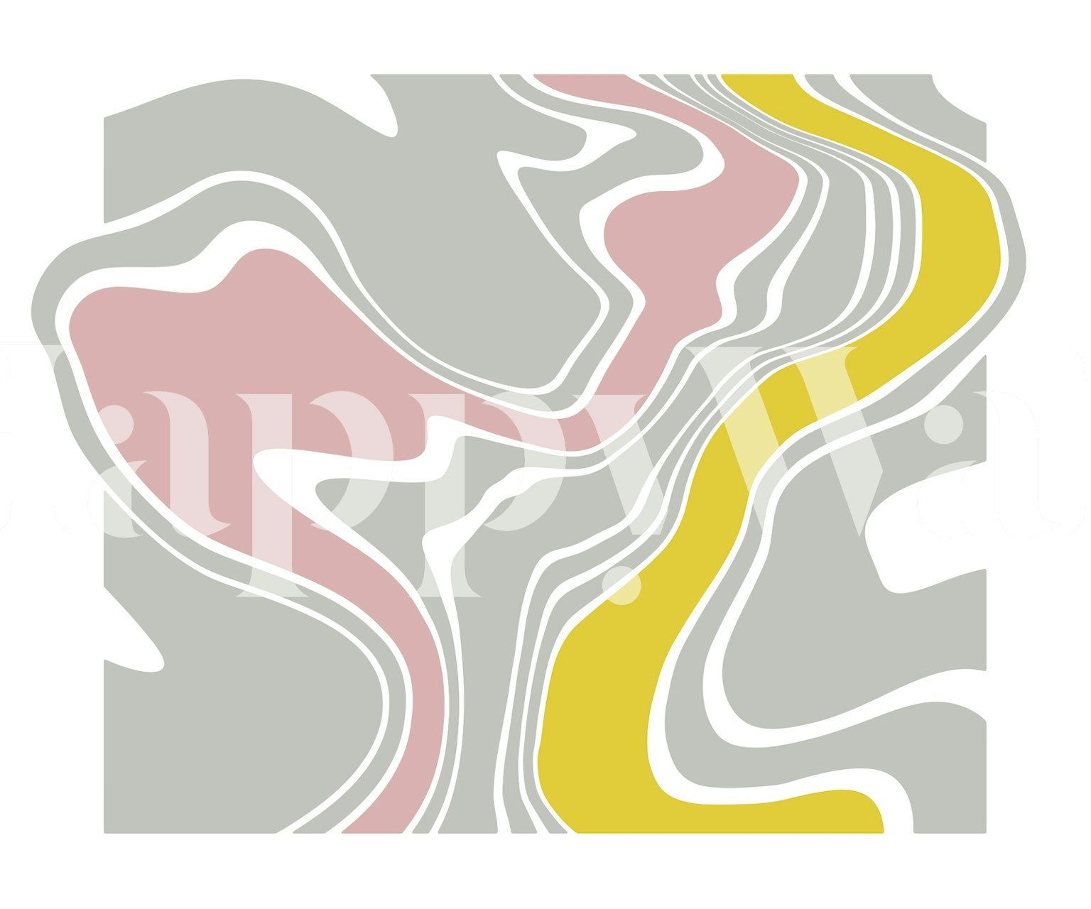 Grey Retro Topography Map wallpaper in a room