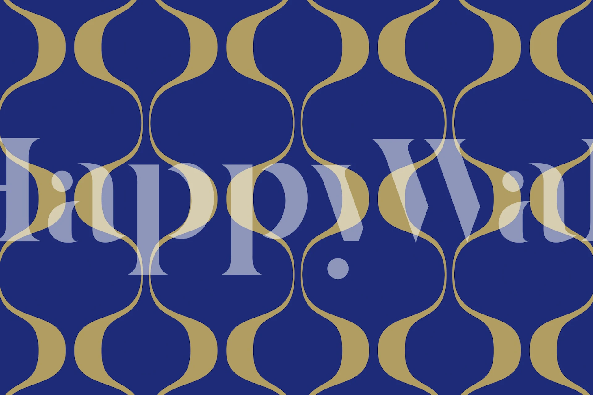 Tapeta Navy Retro Geo Abstract Waves prikazana u sobi