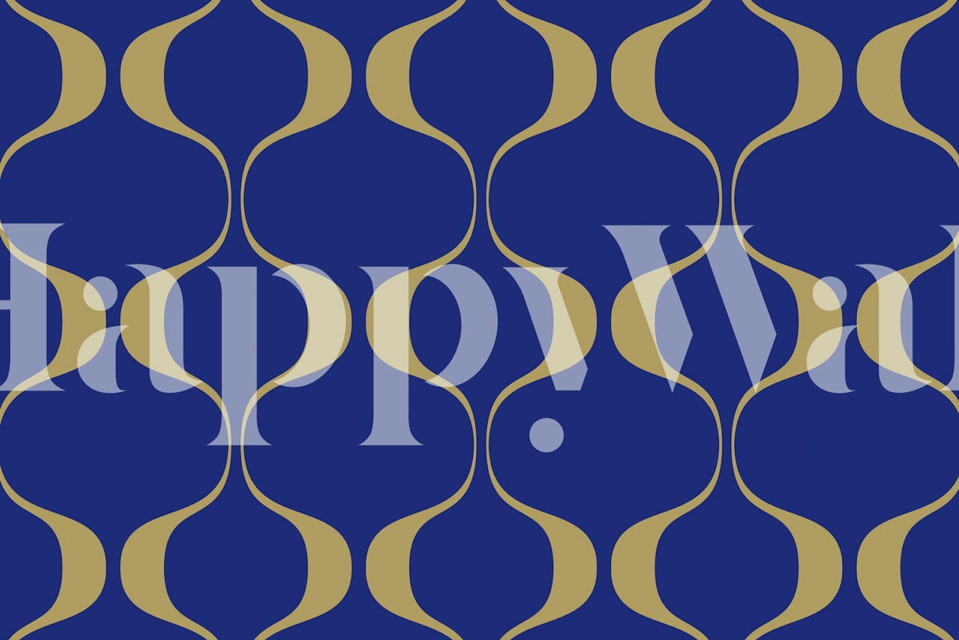 Nábytek tapeta Navy Retro Geo Abstract Waves zobrazená v místnosti