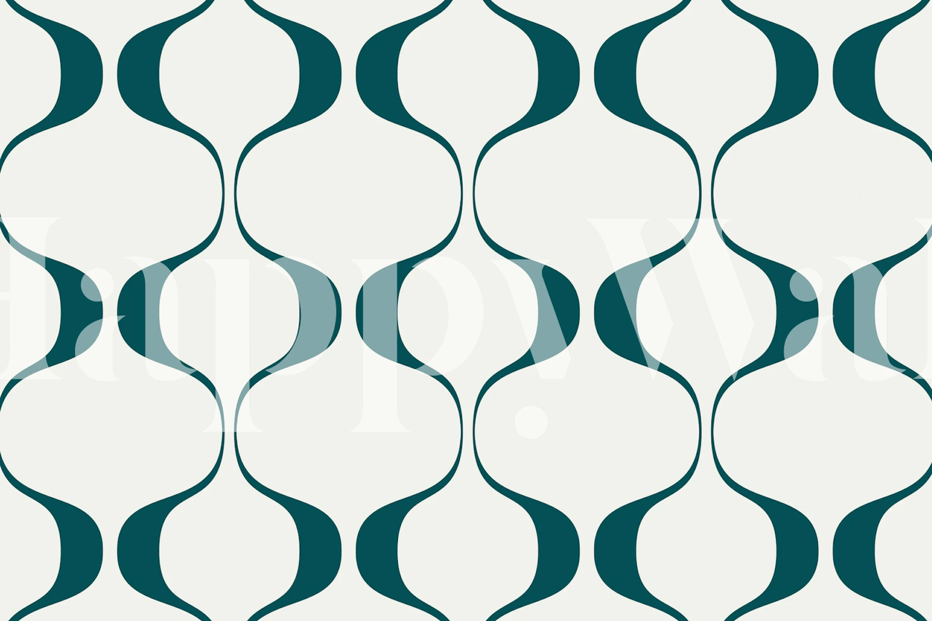 Green retro geo abstract waves wallpaper in a room
