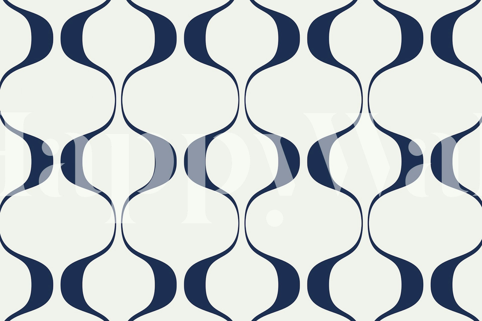 Geometric wave pattern in blue and white wallpaper