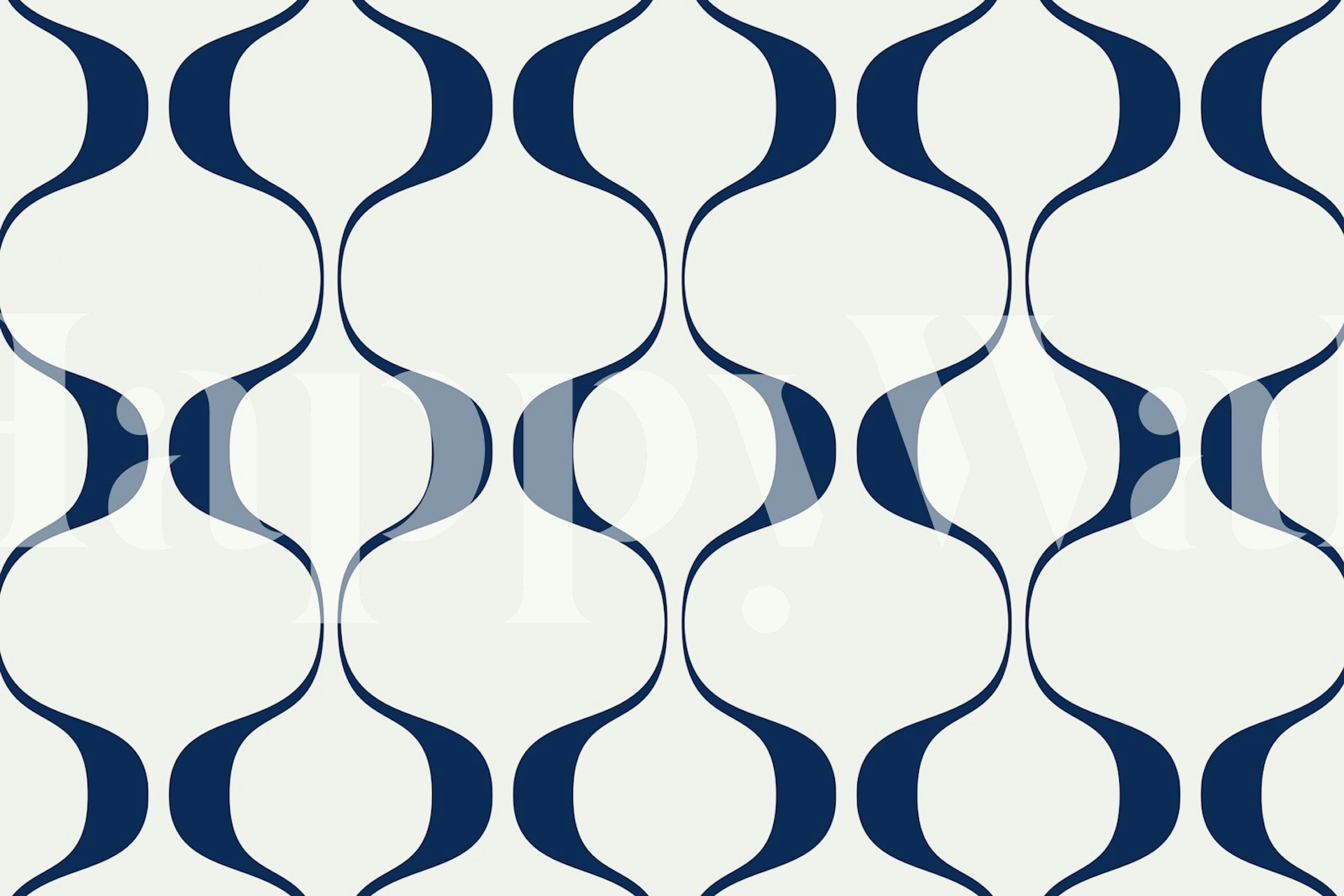 Blue Retro Geo Abstract Waves tapetti huoneessa