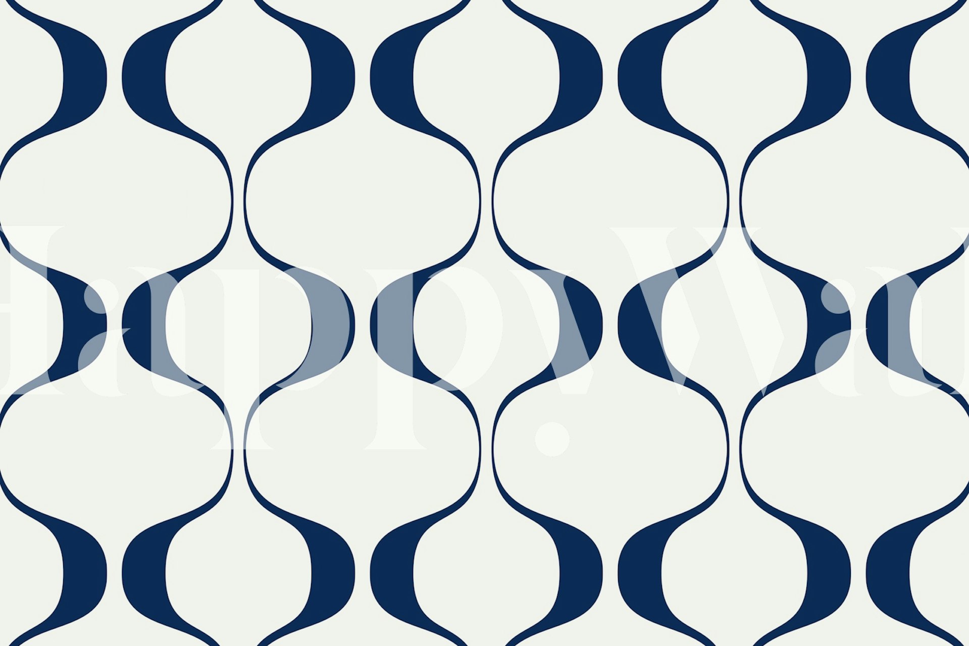 Geometric wave pattern in blue and white wallpaper