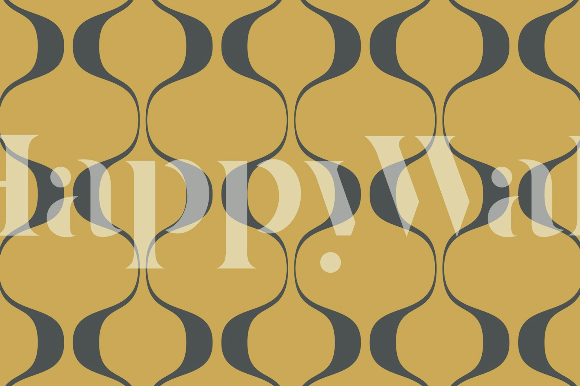 Geometric yellow and black wave pattern wallpaper