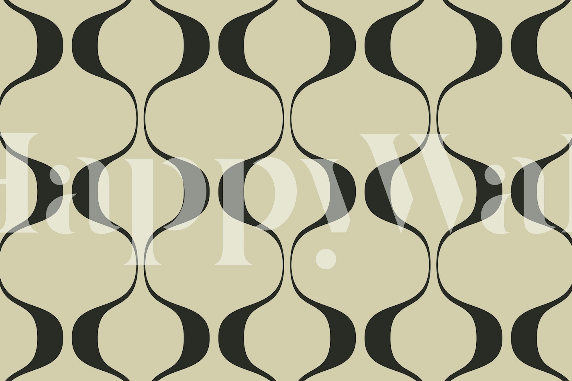 Retro Elegance Geo Abstract wall mural with beige and black geometric pattern