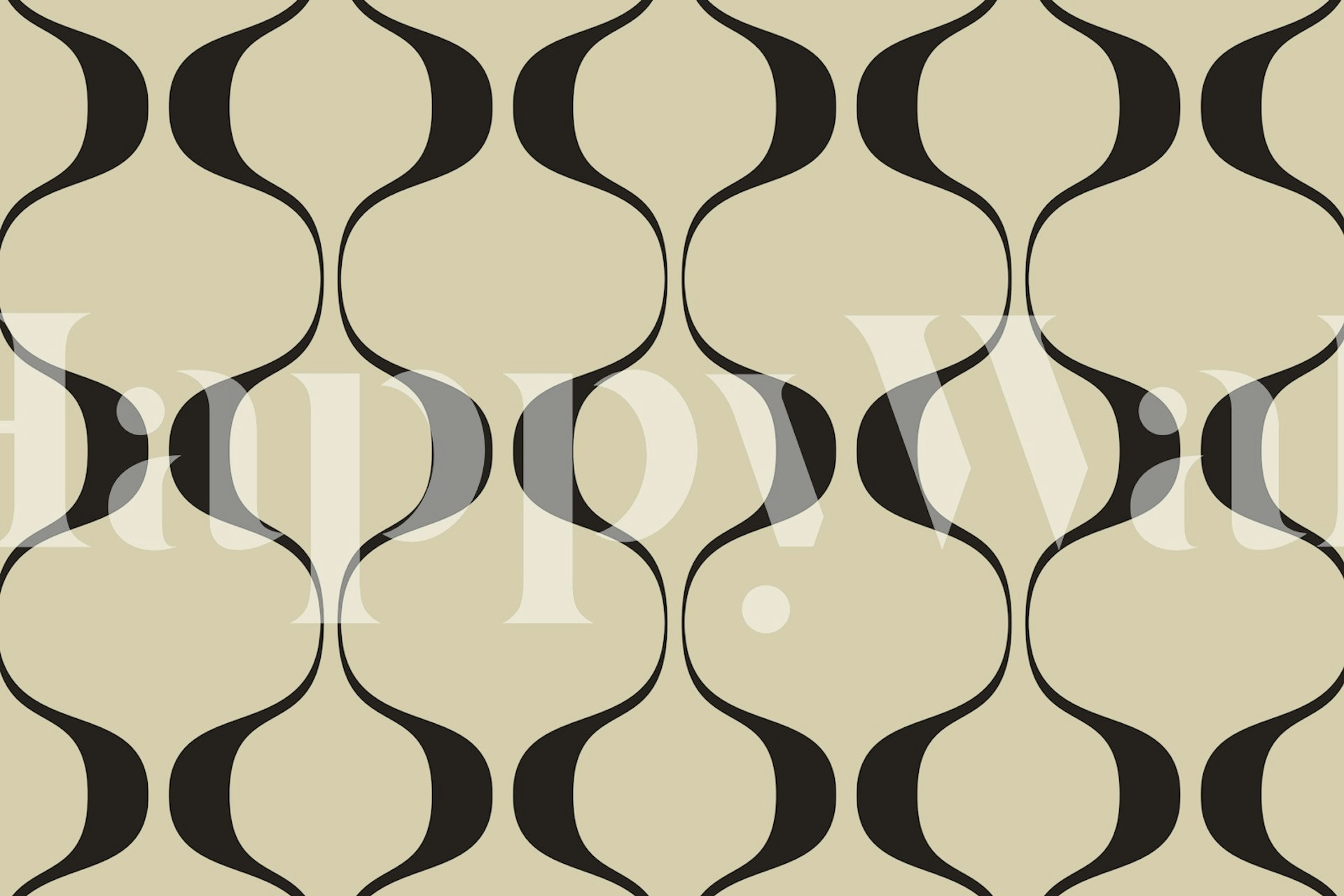 Retro Elegance Geo Abstract wall mural with beige and black geometric pattern