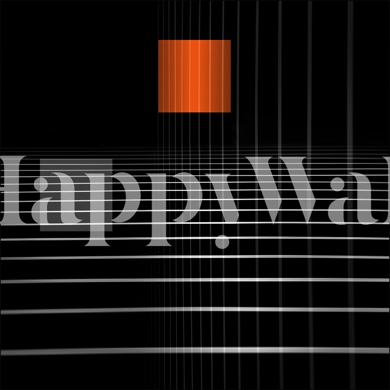 Black and white geometric wallpaper with orange accents