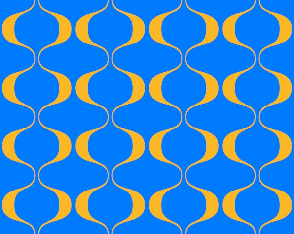 Vintage Abstract Geo Pattern Blue Yellow