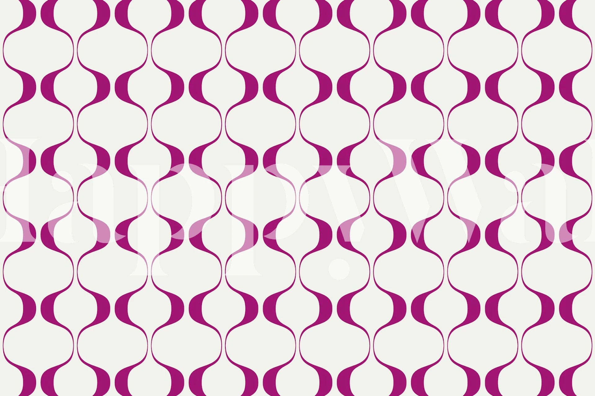 Vintage geometric wallpaper in magenta and cream with wave patterns