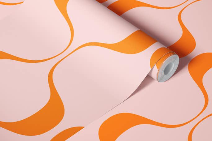 Vintage Abstract Geo Pattern Orange Pinkwallpaper roll