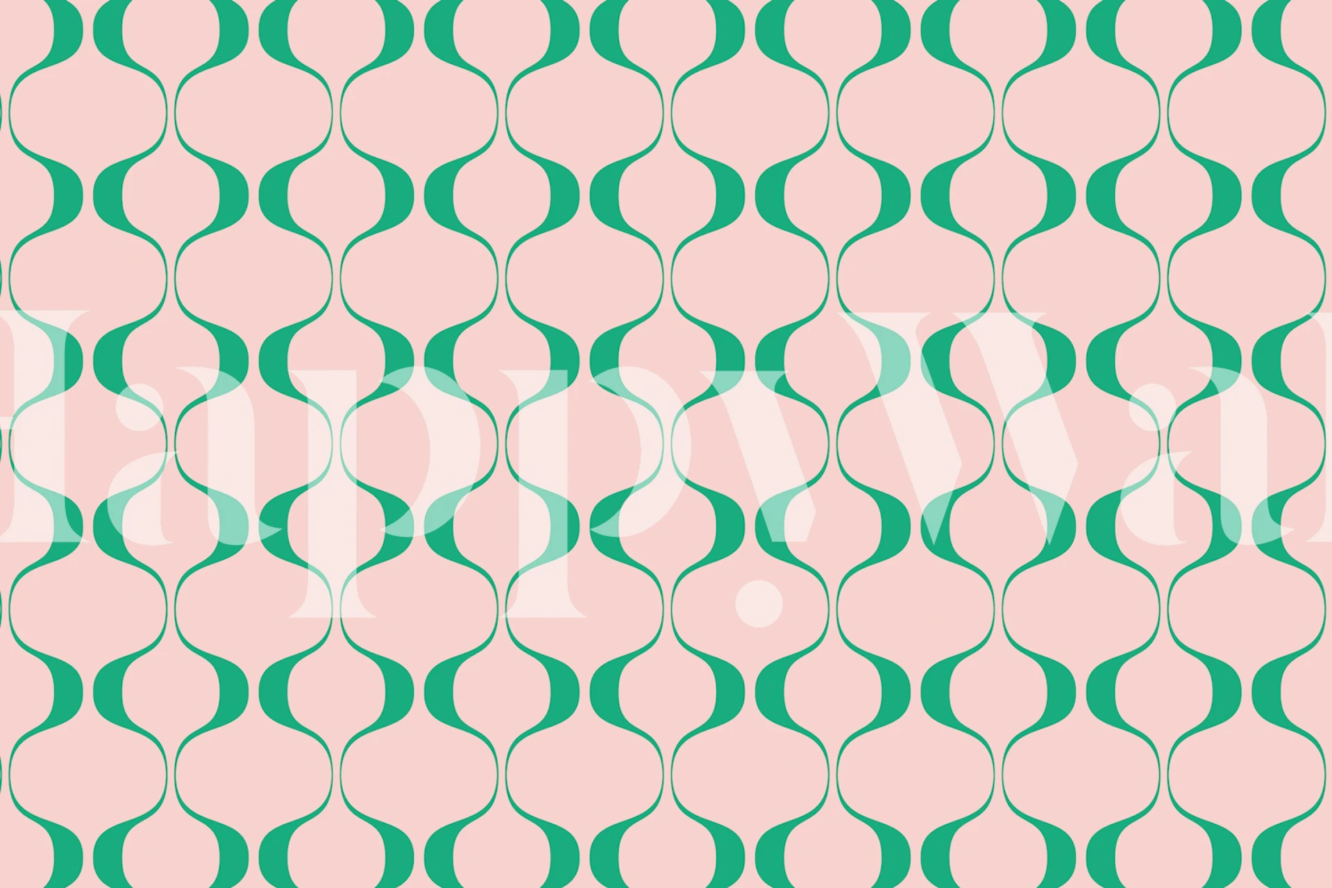 Vintage abstracte geometrische patroon muurschildering in roze en groene kleuren