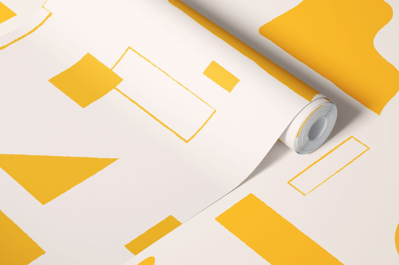 Mustard White Color Block Geo Abstract wallpaper roll