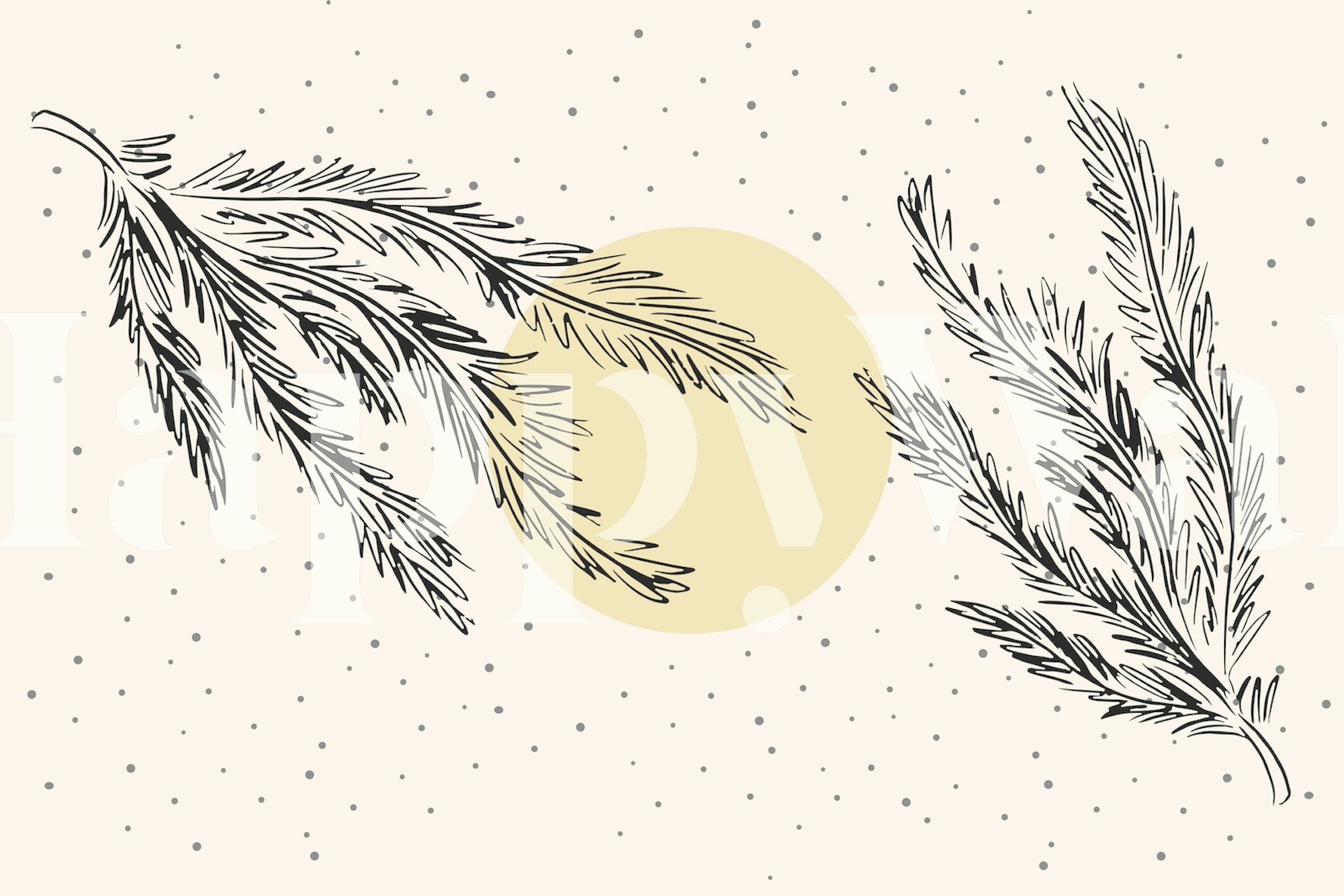 Winter Sun Drawing behang in een kamer