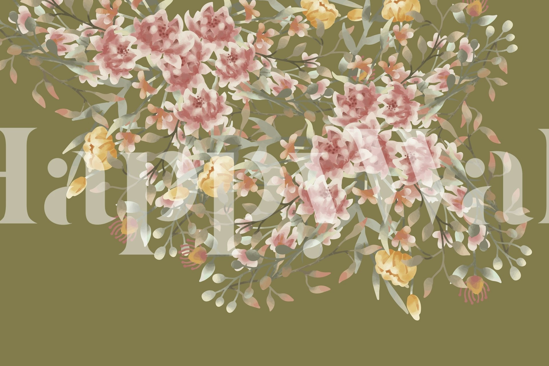 Wildflower Watercolor Blooming tapet i et rom