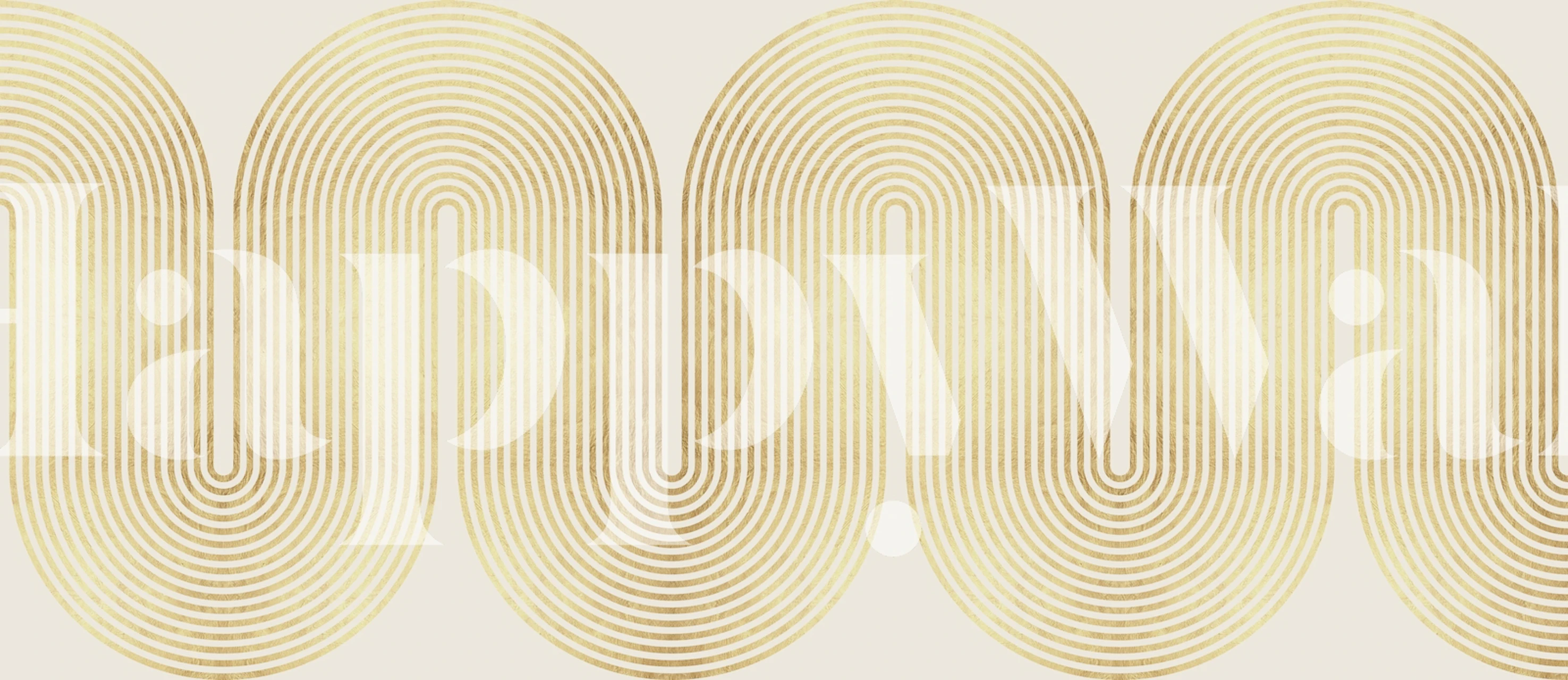 Papel de parede Golden wavy lines em um quarto