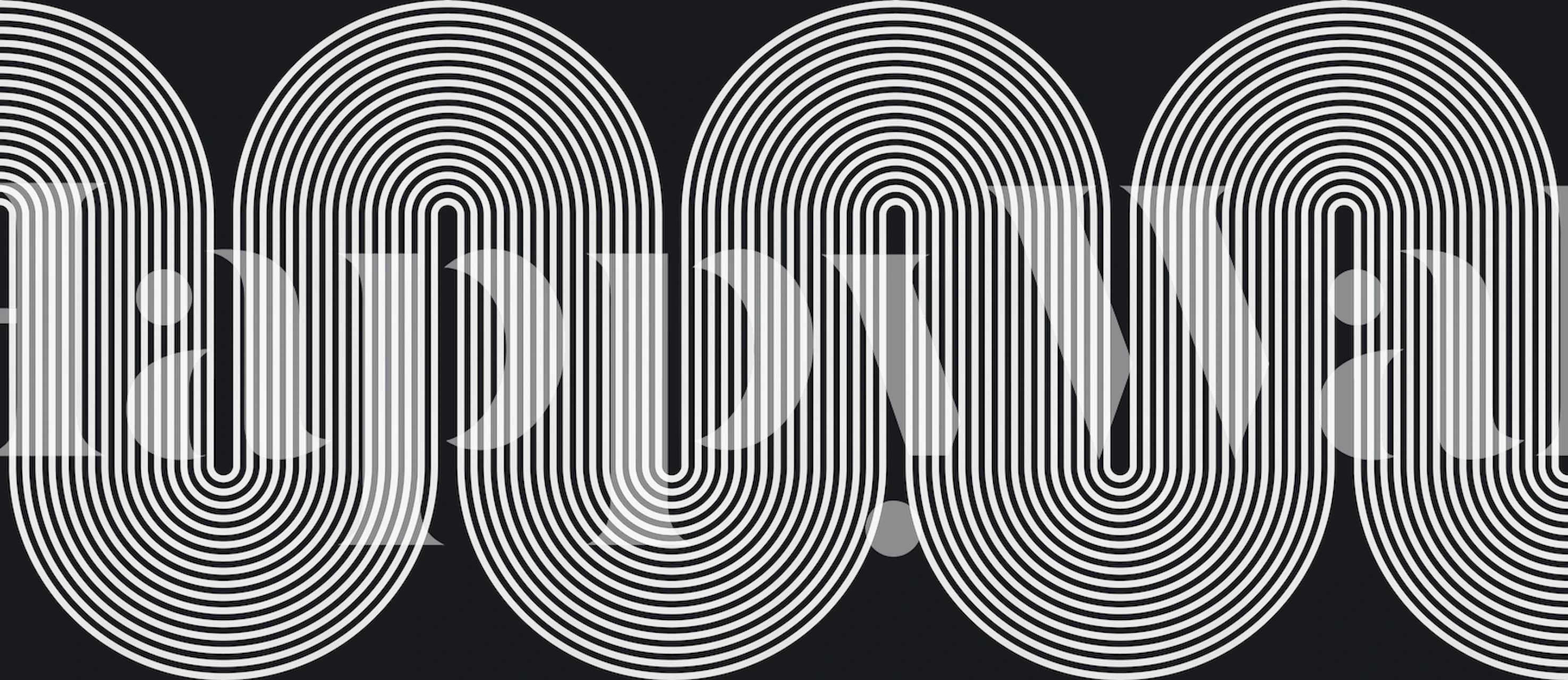 Abstrakte bølgede linjer på sort baggrundsvægmaleri