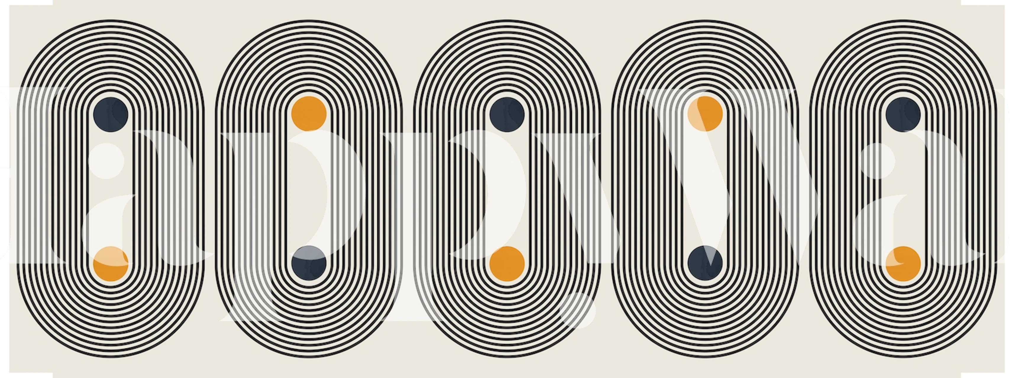 Wavy lines in black and white with yellow accents wallpaper