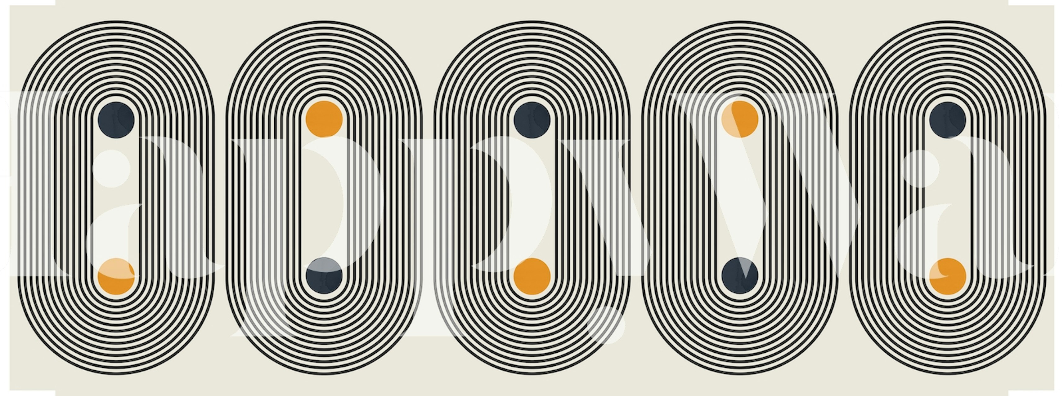 Współczesna fototapeta z falistymi liniami w kolorze szarym z akcentami pomarańczy i błękitu