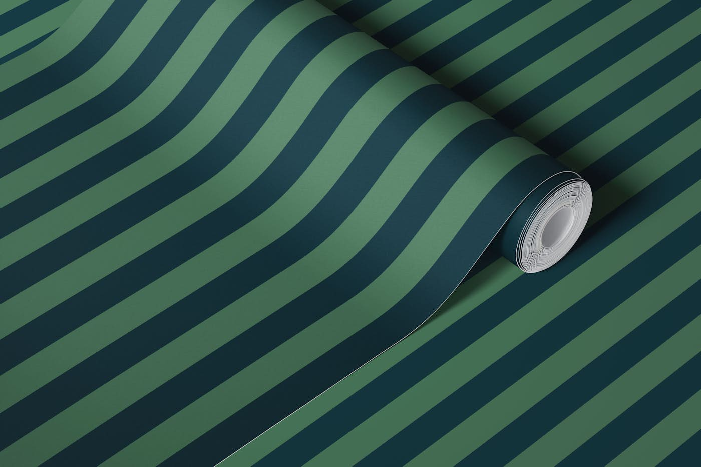 Moody and Fern Green Stripes wallpaper roll