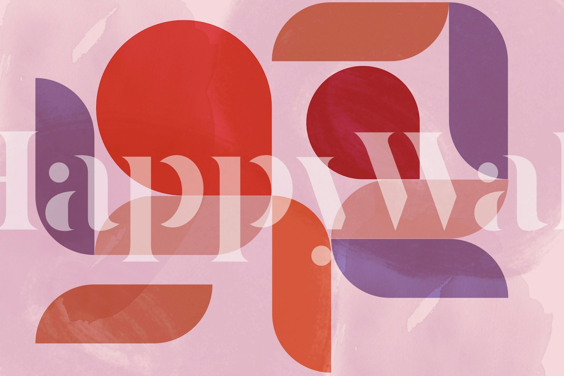 Geometric shapes in red, pink, and purple tones wallpaper