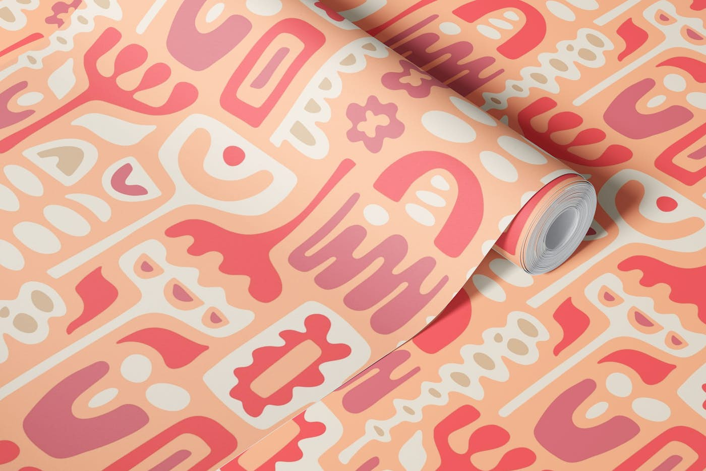 DREAMSCAPE Retro Abstract Floral - Peach Fuzz wallpaper roll